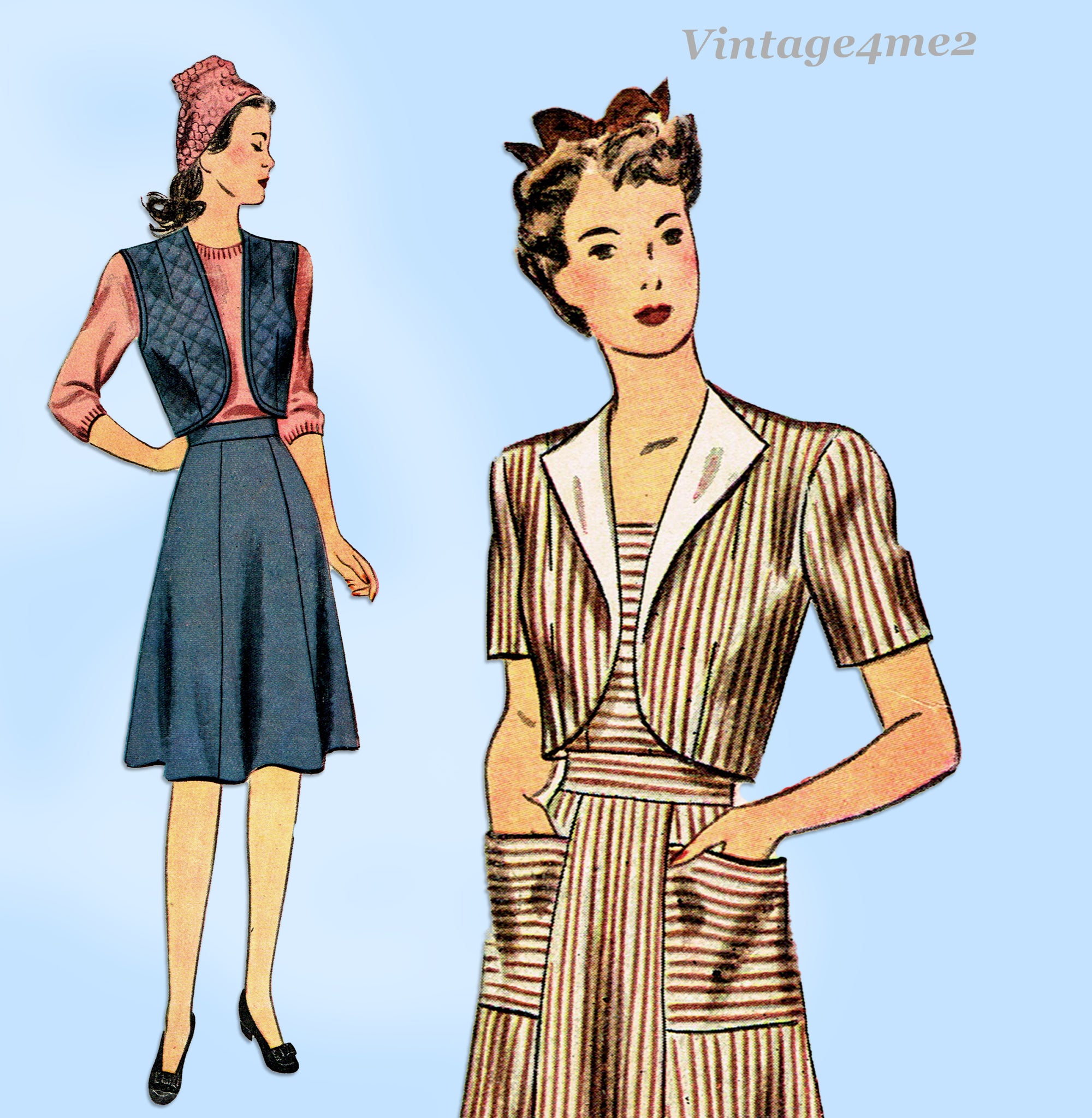 Simplicity 4727: 1940s Cute WWII Sun Dress & Topper 34 B Vintage Sewin ...