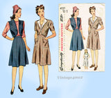 Simplicity 4727: 1940s Cute WWII Sun Dress & Topper 34 B Vintage Sewing Pattern