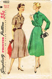 1950s Vintage Simplicity Sewing Pattern 4802 Uncut Misses Day Dress Sz 36 B