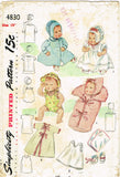 Simplicity 4830: 1940s 15in Tiny Tears Baby Doll Clothes Set Vintage Sewing Pattern