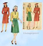 Simplicity 4843: 1940s Lovely Misses WWII Dress Size 34 B Vintage Sewing Pattern