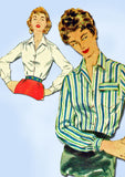 1950s Vintage Simplicity Sewing Pattern 4853 Uncut Misses Blouse Size 18 36B