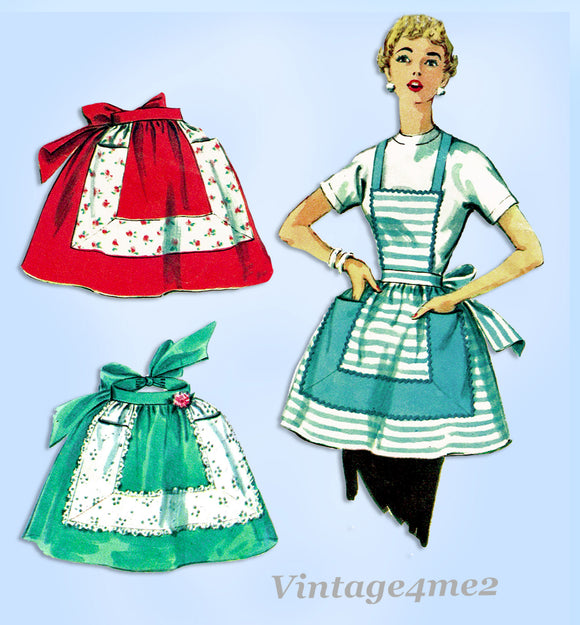 1950s Vintage Simplicity Sewing Pattern 4857 Easy Misses 1 Yard Apron Fits All