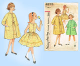 1960s Vintage Simplicity Sewing Pattern 4875 Cute Girls Dress & Coat Size 7