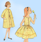 1960s Vintage Simplicity Sewing Pattern 4875 Cute Girls Dress & Coat Size 7