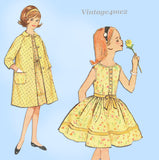 1960s Vintage Simplicity Sewing Pattern 4875 Cute Girls Dress & Coat Size 7