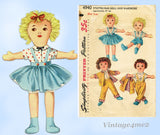 Simplicity 4940: 1950s Sweet 18in Uncut Soft Doll Twins Vintage Sewing Pattern