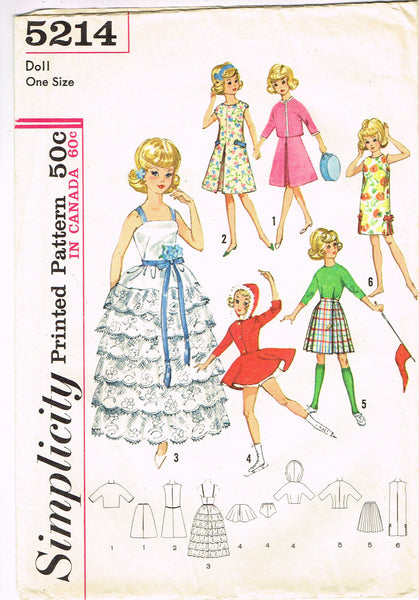 1950s Vintage Simplicity Sewing Pattern 5214 Uncut 12in High Heel Doll Clothes