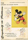 1940s Vintage Simplicity Embroidery Transfer 7126 Uncut Mickey Mouse Bedspread