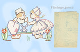 1940s Vintage Simplicity Embroidery Transfer 7147 Uncut Dutch Kids DOW Tea Towels