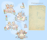 1940s Vintage Simplicity Embroidery Transfer 7147 Uncut Dutch Kids DOW Tea Towels