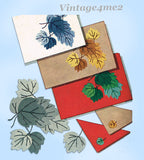 1940s Simplicity Embroidery Transfer 7325 Uncut Applique Leaf Place Mats Napkins