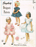 1950s Simplicity Designer Sewing Pattern 8343 Uncut Girls Dress & Pinafore Sz 6