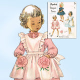 1950s Simplicity Designer Sewing Pattern 8343 Uncut Girls Dress & Pinafore Sz 6