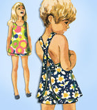 1960s Vintage Simplicity Sewing Pattern 8766 Toddler Girls Play Clothes Set Sz 4 - Vintage4me2