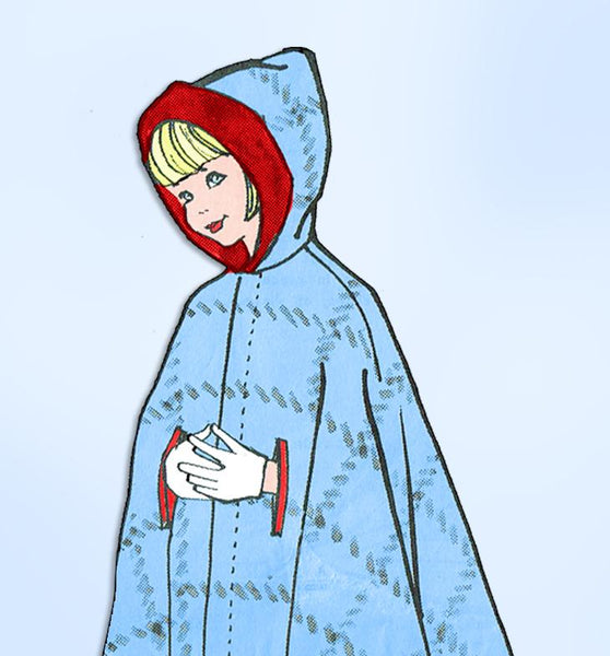 Spadea NA-2021: 1960s Little Girls Hooded Cape Sz 27-29 B Vintage Sewing Pattern - Vintage4me2