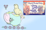 1940s Vintage Superior Embroidery Transfer 156 Uncut Bird & Dishes Tea Towels - Vintage4me2
