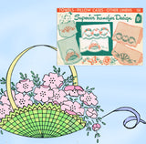 1940s Vintage Superior Embroidery Transfer 158 Uncut Flower Basket Pcases - Vintage4me2