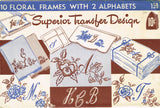 1940s Vintage Superior Embroidery Transfer 159 Uncut Monogram & Frames