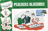 1940s Blue Birds Flower Hot Iron Embroidery Transfer Uncut Superior 172 Original - Vintage4me2