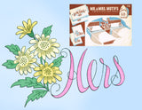 1940s Vintage Superior Embroidery Transfer 176 FF Floral His & Hers Pillowcases
