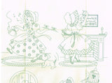 1940s Vintage Superior Embroidery Transfer 183 Uncut SunBonnet Sue Tea Towels - Vintage4me2