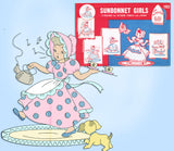 1940s Vintage Superior Embroidery Transfer 183 Uncut SunBonnet Sue Tea Towels - Vintage4me2
