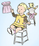 1940s Original Vintage Superior Sewing Pattern 6294 Baby Dress & Bib Size 6 mos