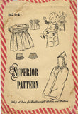 1940s Original Vintage Superior Sewing Pattern 6294 Baby Dress & Bib Size 6 mos