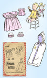 1940s Original Vintage Superior Sewing Pattern 6294 Baby Dress & Bib Size 6 mos