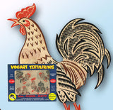 1950s Rooster Tea Towel Vogart Textilprint 22 Color Hot Iron Transfer Uncut ORIG