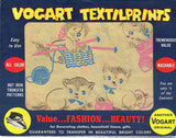 1950s Color Vintage Vogart Textilprint 402 Knitting Kitties  Uncut No Sew Transfer
