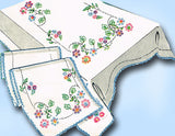 1940s Vintage Vogart Embroidery Transfer 115 Uncut Lazy Daisy Floral Vanity Set - Vintage4me2