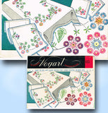 1940s Vintage Vogart Embroidery Transfer 115 Uncut Lazy Daisy Floral Vanity Set - Vintage4me2