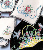 1950s Vintage Vogart Embroidery Transfer 226 Floral Motifs for Vanity Scarves