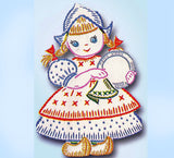 1950s VTG Vogart Embroidery Transfer 272 Little Dutch Girl DOW Tea Towels Uncut
