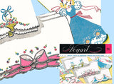 1950s Vintage Vogart Embroidery Transfer 288 Novelty Applique Lady Pillowcase Uncut Factory Folded Vintage4me2