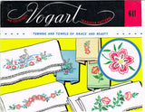 1950s Vintage Vogart Embroidery Transfer 641 Uncut Floral & Swan Pillowcases