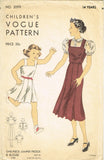 1930s Vintage Vogue Sewing Pattern 2099 Teen Girls Dress or Jumper Blouse Sz 14