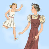 1930s Vintage Vogue Sewing Pattern 2099 Teen Girls Dress or Jumper Blouse Sz 14