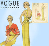 Vogue 217: 1930s Rare Couturier Evening Gown Cape Sz 34 B Vintage Sewing Pattern - Vintage4me2