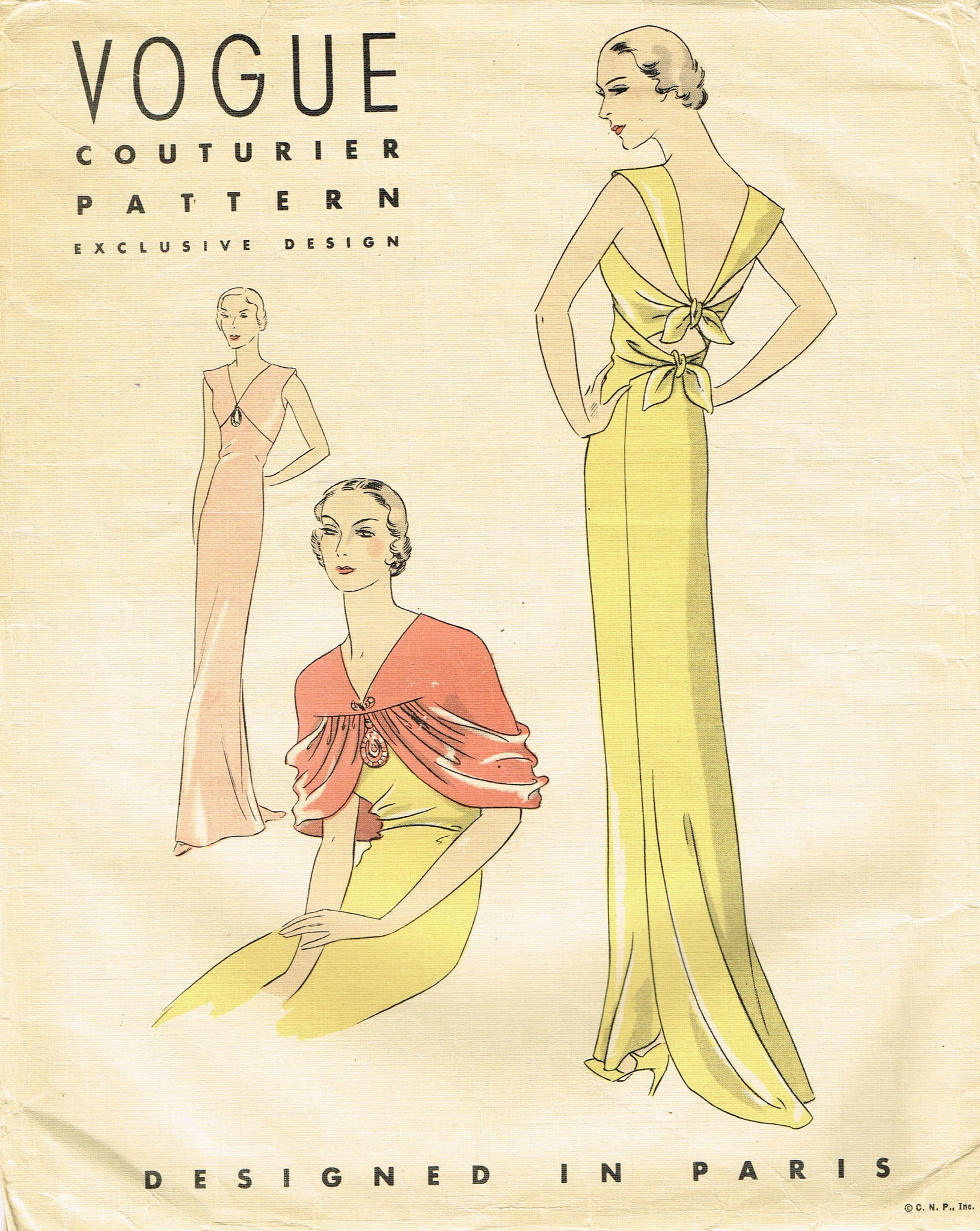 Vogue 217: 1930s Rare Couturier Evening Gown Sz 34 B Vintage Pattern Vintage4me2 Vogue 217: 1930s Rare Couturier Evening Gown Sz 34 B Vintage Pattern Vintage4me2