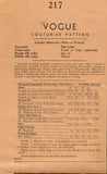 Vogue 217: 1930s Rare Couturier Evening Gown Cape Sz 34 B Vintage Sewing Pattern