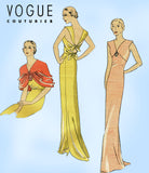 Vogue 217: 1930s Rare Couturier Evening Gown Cape Sz 34 B Vintage Sewing Pattern - Vintage4me2
