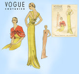 Vogue 217: 1930s Rare Couturier Evening Gown Cape Sz 34 B Vintage Sewing Pattern - Vintage4me2
