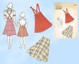 1930s Vintage Vogue Sewing Pattern 2195 Uncut Girls Suspender Skirt Sz 8