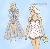 1930s Vintage Vogue Sewing Pattern 2202 Rare Girls Playsuit & Housecoat Size 8