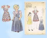 1930s Vintage Vogue Sewing Pattern 2263 Little Girls Jumper Dress w Blouse Sz 8