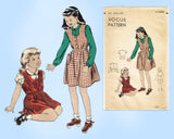 1940s Vintage Vogue Pattern 2342 Cute Toddler Girls Jumper & Blouse Sz 6