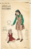 1940s Vintage Vogue Pattern 2342 Cute Toddler Girls Jumper & Blouse Sz 6